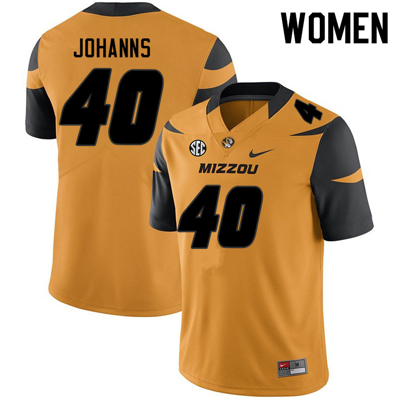 Women #40 Damon Johanns Missouri Tigers College Football Jerseys Sale-Yellow - Click Image to Close
